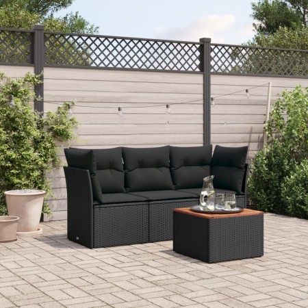 Set mit 4 Gartensofas mit Kissen Kunstrattan schwarz von , Gartensets - Ref: Foro24-3223465, Preis: 236,72 €, Rabatt: %