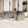 Set de sofás de jardín 11pzas con cojines ratán sintético beige de , Conjuntos de jardín - Ref: Foro24-3223700, Precio: 699,9...