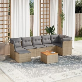 Garden sofa set with beige cushions, 8 pieces, PE rattan. by , Garden sets - Ref: Foro24-3223756, Price: 514,33 €, Discount: %