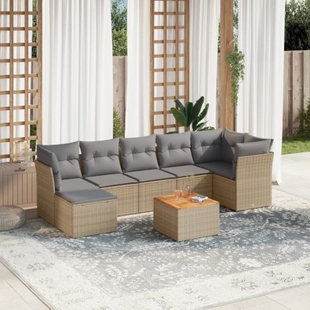 Garden sofa set with beige cushions, 8 pieces, PE rattan. by , Garden sets - Ref: Foro24-3223756, Price: 513,77 €, Discount: %