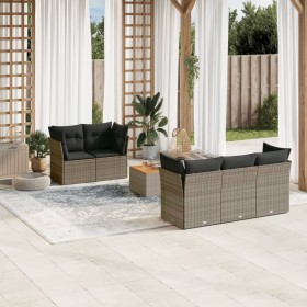 6-piece garden furniture set with gray synthetic rattan cushions by , Garden sets - Ref: Foro24-3223484, Price: 409,38 €, Dis...