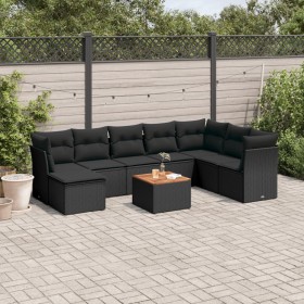 Set aus 8-teiligen Gartensofas und Kissen Kunstrattan schwarz von , Gartensets - Ref: Foro24-3223780, Preis: 512,98 €, Rabatt: %