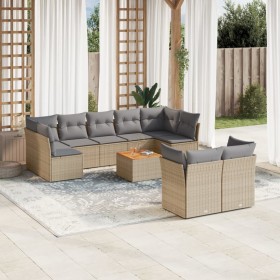 Set Gartensofas mit beigen Kissen 10 Stück synthetisches Rattan von , Gartensets - Ref: Foro24-3223812, Preis: 626,99 €, Raba...