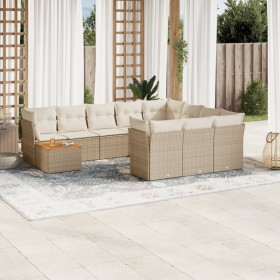 Set de sofás de jardín 11pzas con cojines ratán sintético beige de , Conjuntos de jardín - Ref: Foro24-3223846, Precio: 798,9...