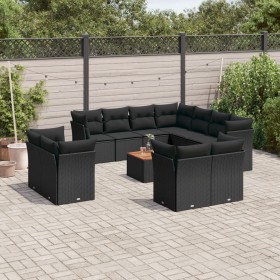 Set Gartensofas 12 Stück Kissen synthetisches Rattan schwarz von , Gartensets - Ref: Foro24-3223941, Preis: 815,79 €, Rabatt: %