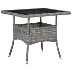 Mesa de comedor para jardín ratán sintético y vidrio gris de vidaXL, Mesas de jardín - Ref: Foro24-46178, Precio: 128,99 €, D...