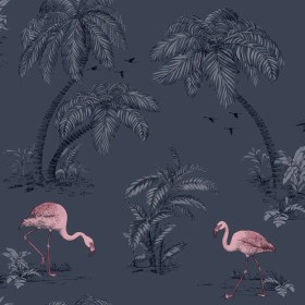 DUTCH WALLCOVERINGS Petrolblaue Flamingo-Tapete von DUTCH WALLCOVERINGS, Bemaltes Papier - Ref: Foro24-426220, Preis: 31,99 €...