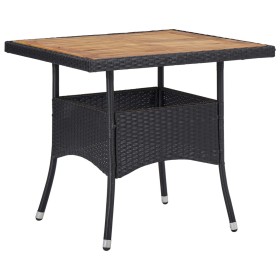 Mesa comedor para jardín ratán sintético madera de acacia negro de vidaXL, Mesas de jardín - Ref: Foro24-46171, Precio: 128,3...