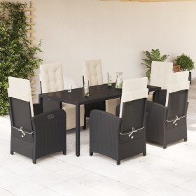 Set de comedor de jardín 7 pzas y cojines ratán sintético negro de , Conjuntos de jardín - Ref: Foro24-3212454, Precio: 1,00 ...