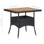 Garden dining table synthetic rattan black acacia wood by vidaXL, Garden tables - Ref: Foro24-46171, Price: 128,22 €, Discoun...