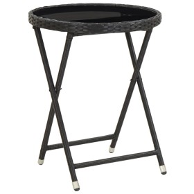 Mesa de centro ratán sintético y vidrio templado negro 60 cm de vidaXL, Mesas de jardín - Ref: Foro24-46203, Precio: 59,99 €,...