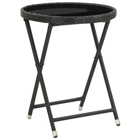 Mesa de centro ratán sintético y vidrio templado negro 60 cm de vidaXL, Mesas de jardín - Ref: Foro24-46203, Precio: 59,71 €,...