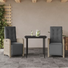 3-teilige Gartenstühle aus synthetischem Rattan und Tisch graues Kissen von , Gartensets - Ref: Foro24-3212598, Preis: 394,99...