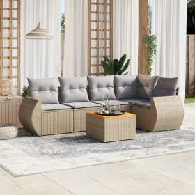 Garden sofa set with 6-piece synthetic rattan beige cushions by , Garden sets - Ref: Foro24-3257326, Price: 487,40 €, Discoun...