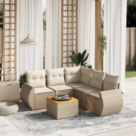 Set Gartensofas mit Kissen 6 Stück synthetisches Rattan beige von , Gartensets - Ref: Foro24-3257332, Preis: 537,16 €, Rabatt: %