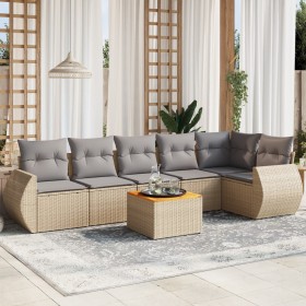 Set aus 7-teiligen Gartensofas und Kissen, synthetisches Rattan, beige von , Gartensets - Ref: Foro24-3257347, Preis: 501,05 ...