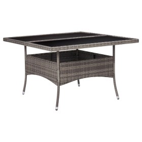 Mesa de comedor de jardín ratán sintético y vidrio gris de vidaXL, Mesas de jardín - Ref: Foro24-46190, Precio: 162,99 €, Des...