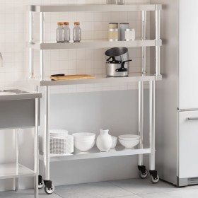 Kitchen work table with stainless steel shelf 110x30x150cm by , Restoration - Ref: Foro24-3208905, Price: 243,99 €, Discount: %