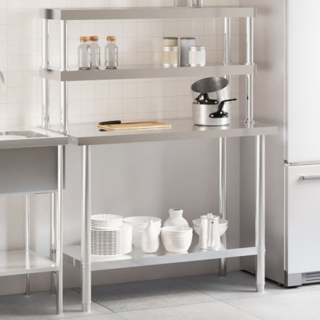 Kitchen work table with stainless steel shelf 110x55x150cm by , Restoration - Ref: Foro24-3208907, Price: 299,99 €, Discount: %