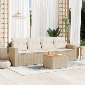 Garden sofa set with cushions 5 pieces beige synthetic rattan by , Garden sets - Ref: Foro24-3224000, Price: 364,99 €, Discou...