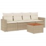 Gartensofa-Set mit Kissen, 5-teilig, beiges synthetisches Rattan von , Gartensets - Ref: Foro24-3224000, Preis: 375,28 €, Rab...