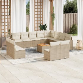 Garden sofa set with cushions 13 pieces beige synthetic rattan by , Modular outdoor sofas - Ref: Foro24-3224371, Price: 976,2...