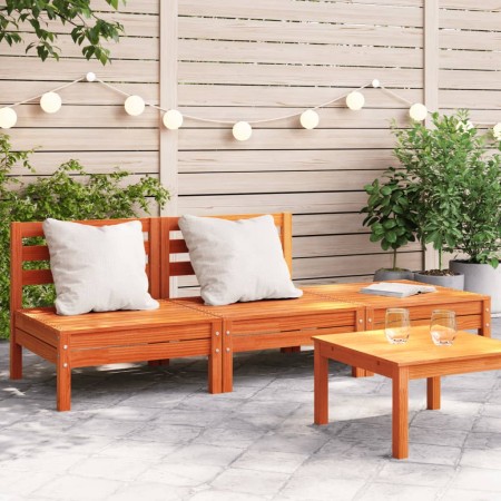 3-seater garden sofa made of solid pine wood in brown wax by , Modular outdoor sofas - Ref: Foro24-838037, Price: 104,45 €, D...