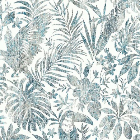 DUTCH WALLCOVERINGS Blue leaves and toucan wallpaper by DUTCH WALLCOVERINGS, Painted paper - Ref: Foro24-426237, Price: 32,09...