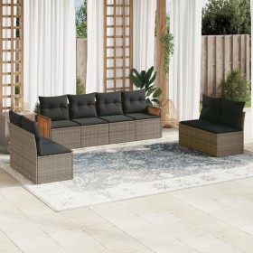 Garden sofa set 8 pieces and gray synthetic rattan cushions by , Garden sets - Ref: Foro24-3259974, Price: 511,99 €, Discount: %