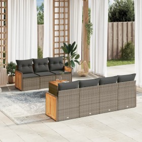 Garden sofa set 8 pieces and gray synthetic rattan cushions by , Garden sets - Ref: Foro24-3259890, Price: 578,99 €, Discount: %