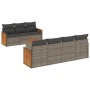 Garden sofa set 8 pieces and gray synthetic rattan cushions by , Garden sets - Ref: Foro24-3259890, Price: 584,93 €, Discount: %