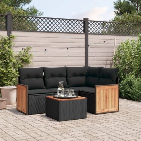 5-teiliges Gartenmöbel-Set und Kissen aus synthetischem Rattan schwarz von , Gartensets - Ref: Foro24-3260018, Preis: 345,21 ...