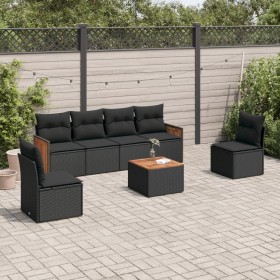 7-teiliges Garten-Esszimmerset und Kissen synthetisches Rattan schwarz von , Gartensets - Ref: Foro24-3259948, Preis: 429,34 ...