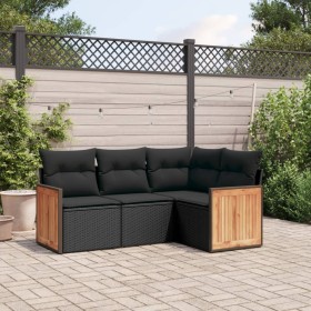 4-piece garden sofa set with black synthetic rattan cushions by , Garden sets - Ref: Foro24-3260011, Price: 303,13 €, Discoun...