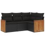 4-piece garden sofa set with black synthetic rattan cushions by , Garden sets - Ref: Foro24-3260011, Price: 297,99 €, Discoun...