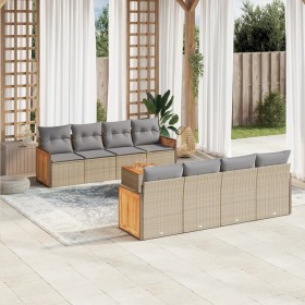 Set de sofás de jardín 9 pzas con cojines ratán sintético beige de , Conjuntos de jardín - Ref: Foro24-3259903, Precio: 654,9...