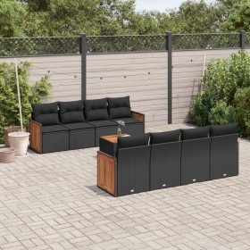 Set aus 8-teiligen Gartensofas und Kissen Kunstrattan schwarz von , Gartensets - Ref: Foro24-3259899, Preis: 589,61 €, Rabatt: %