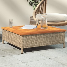 Gartentisch Rattan und Akazienholz beige 70x70x25 cm von , Gartentische - Ref: Foro24-3281631, Preis: 84,31 €, Rabatt: %