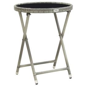 Mesa de centro ratán sintético y vidrio templado gris 60 cm de vidaXL, Mesas de jardín - Ref: Foro24-46204, Precio: 60,40 €, ...