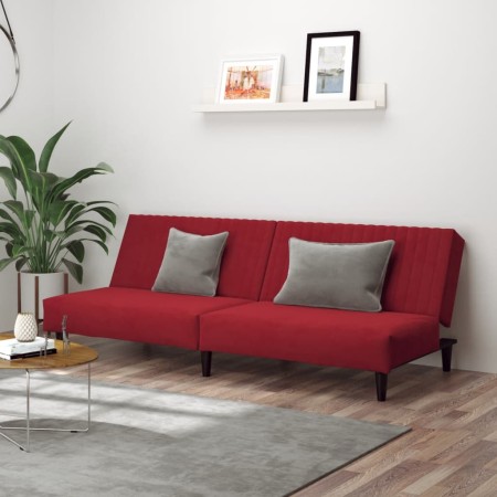 Red wine velvet 2-seater sofa bed by , Sofas - Ref: Foro24-375931, Price: 212,71 €, Discount: %