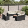 Set aus Gartensofas und Kissen 13 Stück synthetisches Rattan schwarz von , Modulare Sofas für den Außenbereich - Ref: Foro24-...