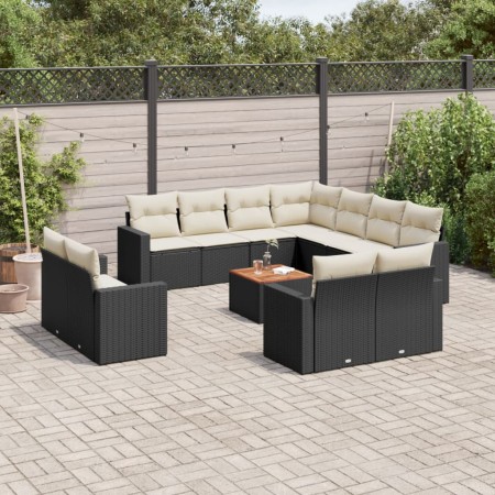 Garden sofa set with 13-piece black synthetic rattan cushions by , Modular outdoor sofas - Ref: Foro24-3224390, Price: 878,75...