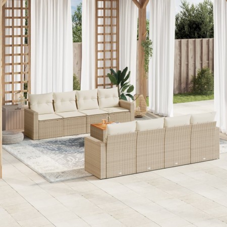 Set de sofás de jardín 9 pzas con cojines ratán sintético beige de , Conjuntos de jardín - Ref: Foro24-3224042, Precio: 696,5...