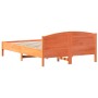 Bed frame with wax brown pine wood headboard 160x200 cm by , Beds and slatted bases - Ref: Foro24-3216196, Price: 205,31 €, D...