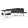 Garden furniture set 5 pieces with solid pine wood and white cushions by , Garden sets - Ref: Foro24-3216921, Price: 582,40 €...