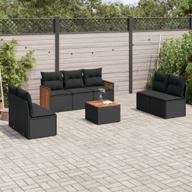 Set aus 8-teiligen Gartensofas und Kissen Kunstrattan schwarz von , Gartensets - Ref: Foro24-3259962, Preis: 490,46 €, Rabatt: %