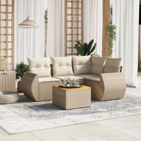 Set Gartensofas mit Kissen 5 Stück synthetisches Rattan beige von , Gartensets - Ref: Foro24-3257318, Preis: 404,19 €, Rabatt: %