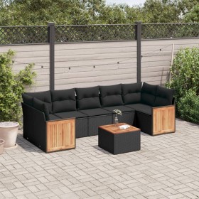 Set aus 8-teiligen Gartensofas und Kissen Kunstrattan schwarz von , Gartensets - Ref: Foro24-3259892, Preis: 537,98 €, Rabatt: %