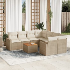 9-teiliges Gartensofa-Set mit beigen synthetischen Rattankissen von , Gartensets - Ref: Foro24-3224049, Preis: 740,99 €, Raba...