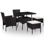 Muebles de jardín 5 piezas ratán sintético y vidrio negro de vidaXL, Conjuntos de jardín - Ref: Foro24-46175, Precio: 224,26 ...